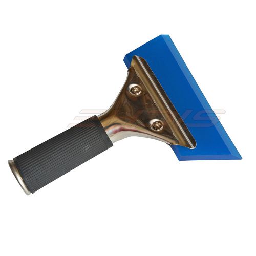 Angled blue pro squeegee w/ metal handle window film tool home car auto tint