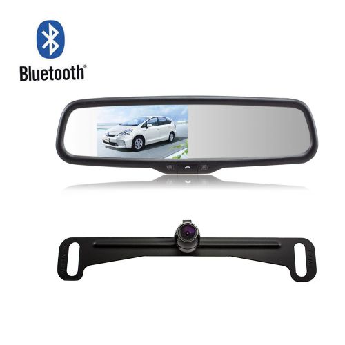 Rearview car mirror monitor bluetooth handsfree oe bracket + rear parking camera