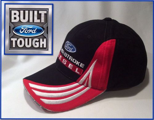 New ford diesel power stroke ball cap/hat embroidered adjustable black red wave