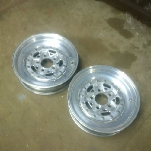 Pair of (2) used cragar drag racing wheels 15 x 3.5  4-3/4 x 5 bolt pattern