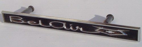 1965 chevy bel air chrome glovebox door emblem chevrolet 65 pt no. 3861657