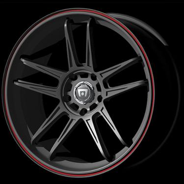 17" x 7" motegi racing mr117 117 black with red stripe wheels rims 17 inch 