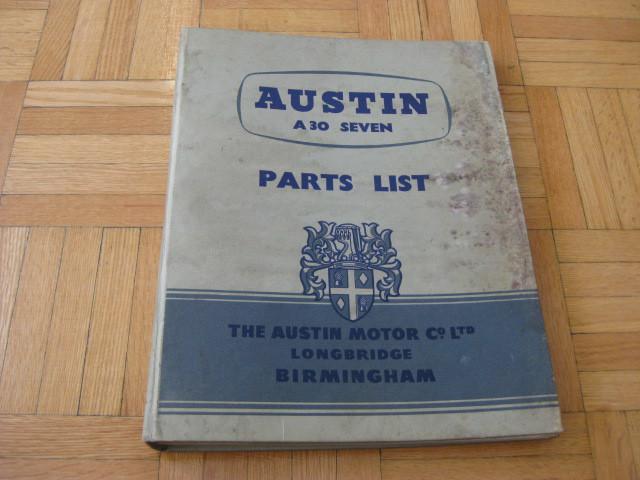 1953 1954 austin a30 seven parts list manual