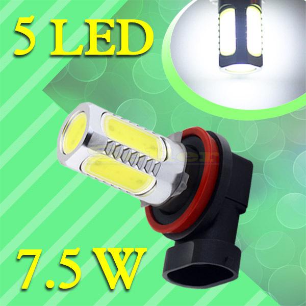 H11 high power 7.5w 5 led pure white fog head tail driving car light bulb lamp