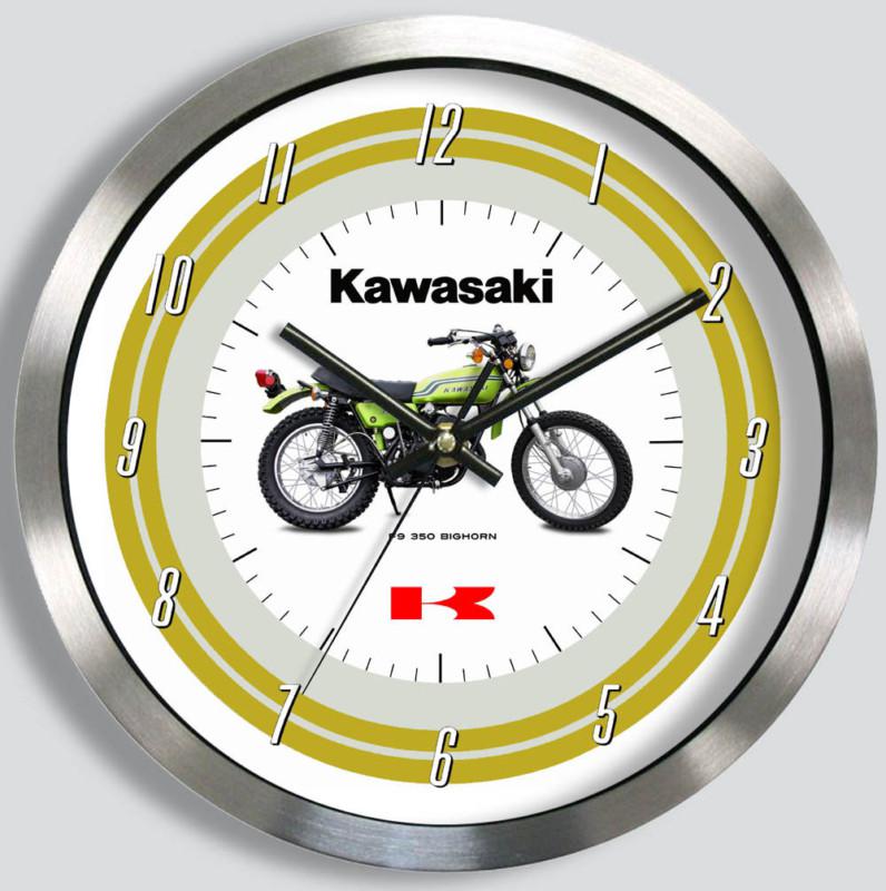 Kawasaki f9 350 bighorn  motorcycle metal wall clock 1972 1971 big horn