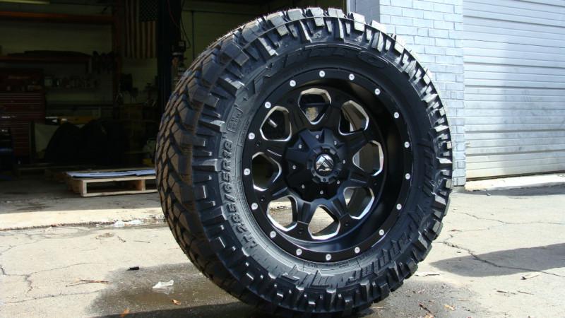 Fuel wheels boost black machined 8x180 33" nitto trail mt 2011 chevrolet 2500hd 