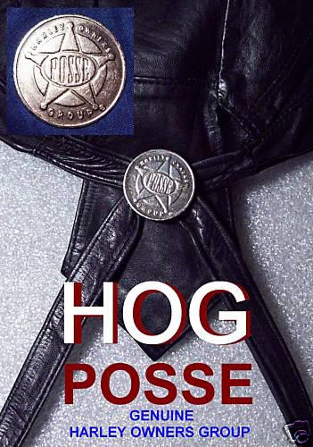 Hog posse noknot™ for black leather skull cap with harley owners group token pin