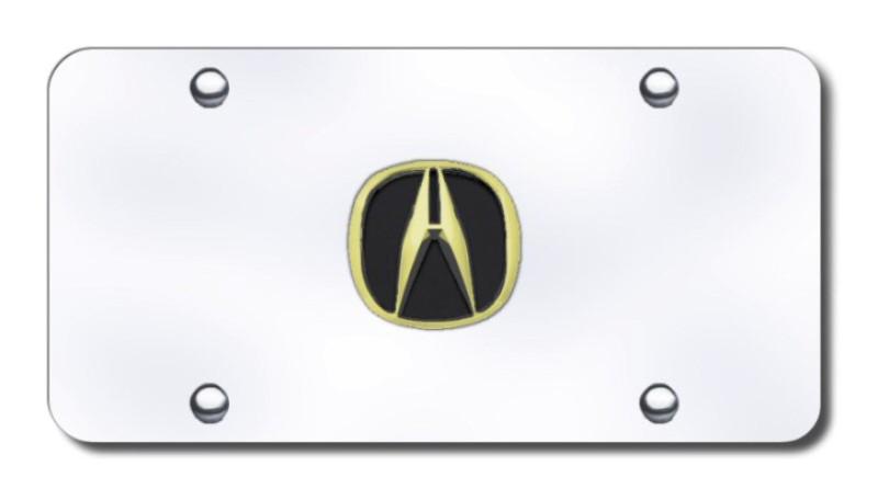 Acura gold logo on chrome license plate made in usa genuine