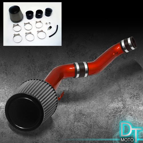 Stainless washable cone filter+cold air intake fit 03-07 tiburon v6 red aluminum