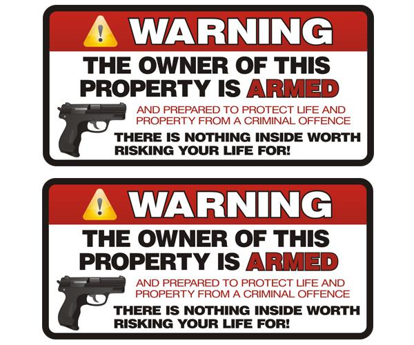 Owner is armed decal set 6"x3" gun rights 2nd amendment sticker u5ab
