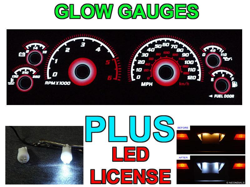 Usa free ship red glow 1997-2000 dodge durango gauge faces + led license bulbs