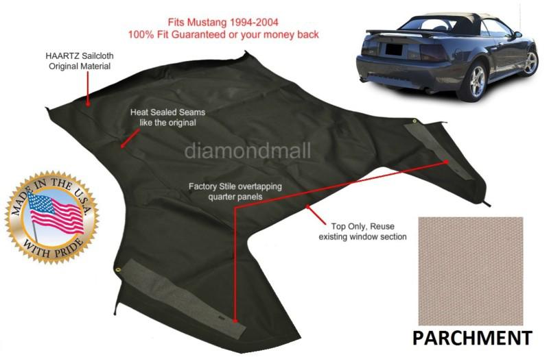 Ford mustang convertible soft top (top section only) parchment sailcloth 1994-04