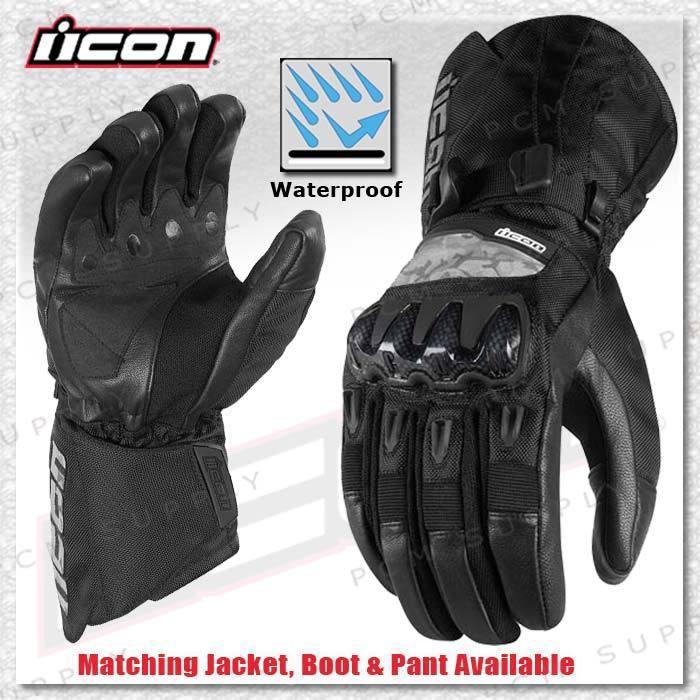 Icon patrol waterproof motorcycle glove black 2x