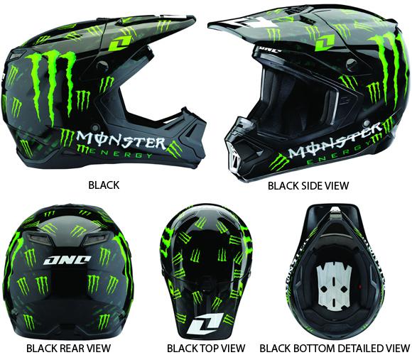 One industries monster energy® gamma helmet black green large dirt mx new!