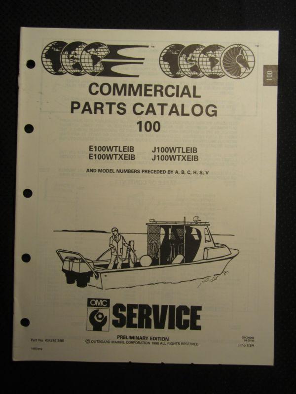 1991 omc evinrude johnson outboard motor 100 hp comm parts catalog manual