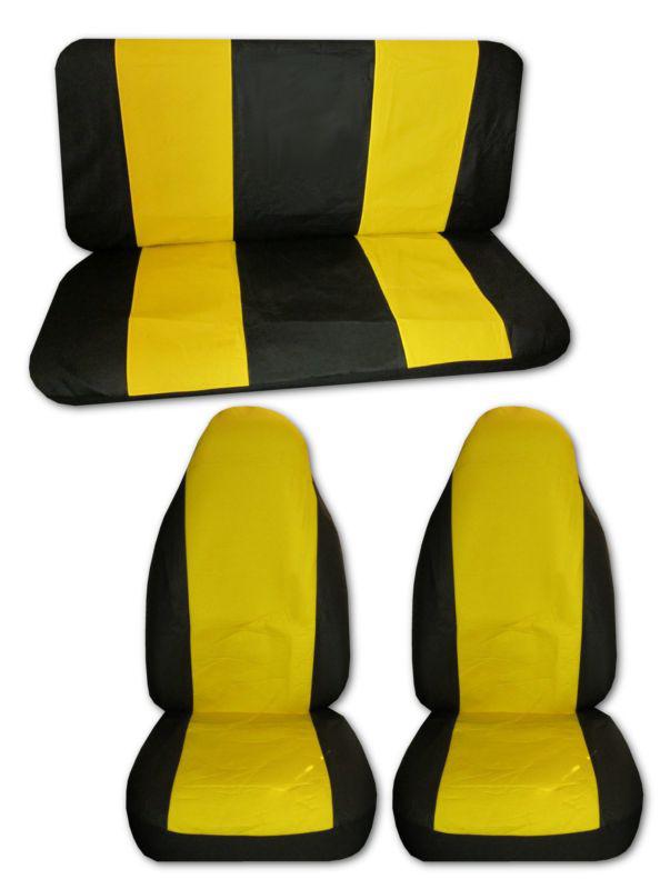 Yellow black lightweight synthetic leather high back car truck seat covers #2