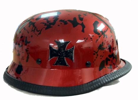 S german novelty helmet, with burgundy skulls