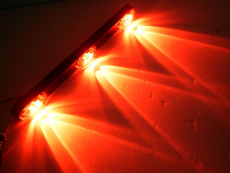 Led 3 light id bar red 1 x 2.5 oval trailer truck boat flatbed rv cargo bright 