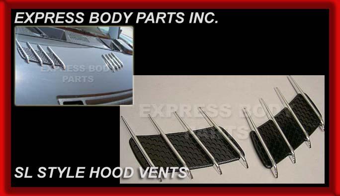 Hood mercedes large vent net chrome air fender panel 4 fin each  stick on fender
