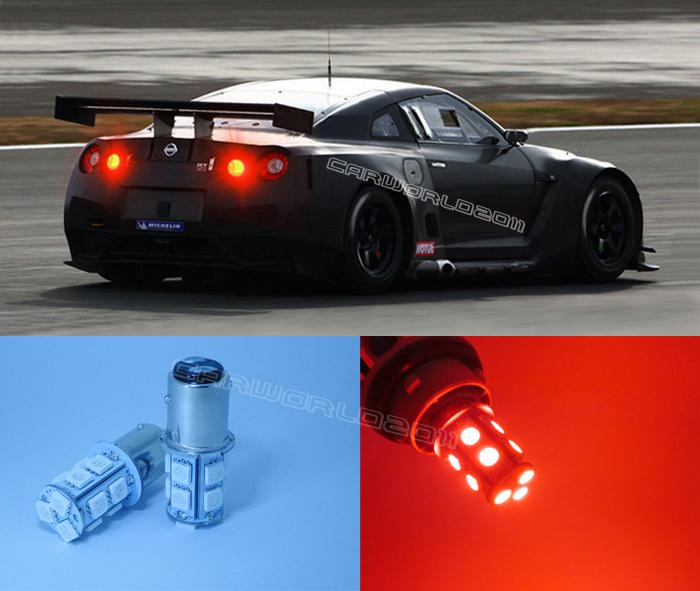 2x red led brake light bulb ba15d 1157 2057 7225 7528 for stop tail light 57-13r