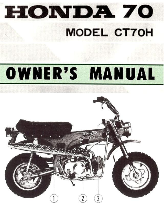 1971 honda ct70 minibike motorcycle owners manual -honda ct 70-ct70h-trail 70