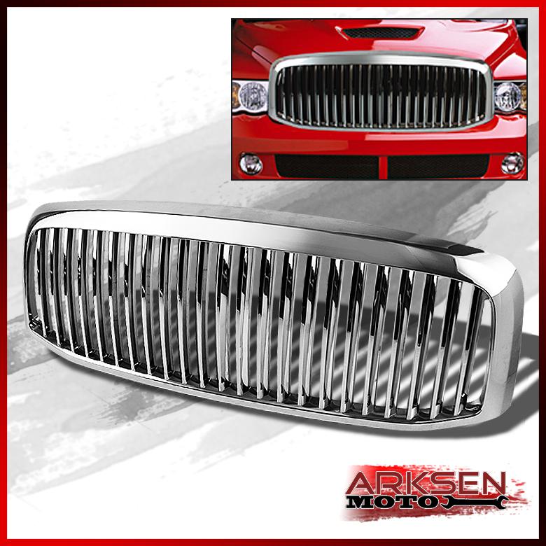 06-08 ram pickup truck vertical chrome hood abs front sport grille grill set