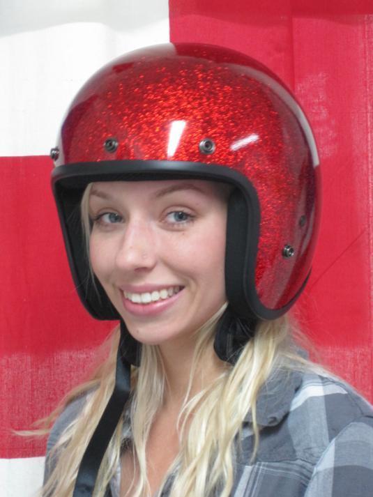 Red metal flake 3/4 helm daytona cruiser motorcycle helmet xl 60s buco style