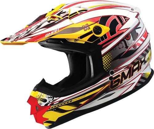 G-max gm76x xenotron graphic motorcycle helmet white/red/yellow large