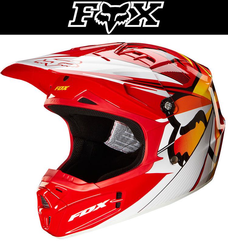 Fox racing v1 youth radeon red white black dirt bike helmet motocross mx atv '14