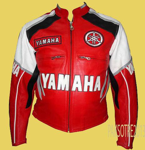 Yamaha red racing motorcycle leather jacket ( all sizes ) cowhide leather
