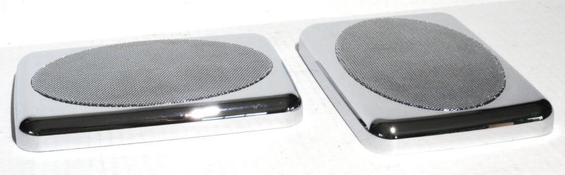 Speaker cover set(2) rectangular 7 x 4 7/8 chrome plastic for 379 peterbilt