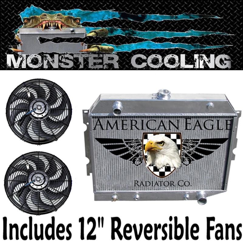 1968-72 "small blk" plymouth gtx 1"tubes 2 row american eagle radiator&fans