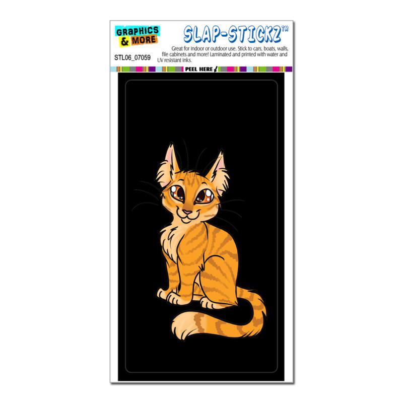 Tabby cat orange on black - pet - slap-stickz™ car window locker bumper sticker