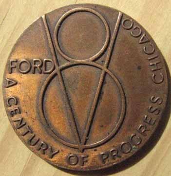 Rare original nos 1934 ford v8 bronze advertising token or medal l@@k #b62