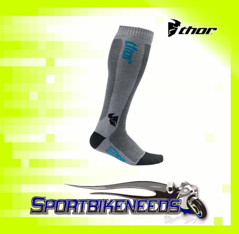 Thor 2012 mx cool socks gray blue motocross size 10-13