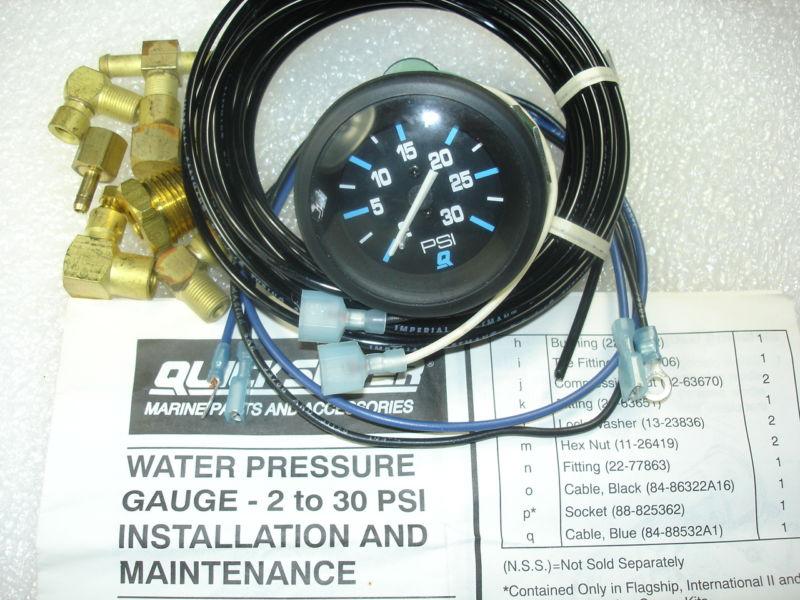 Quicksilver water pressure gauge, 2-30 psi, nib, includes fittings, wire