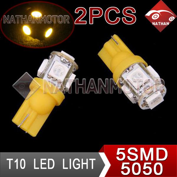 2x new  t10 194 w5w 5050  led car turn signal tail wedge lamp bulb light yellow