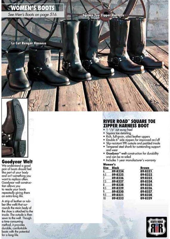 River road square toe zipper harness boot