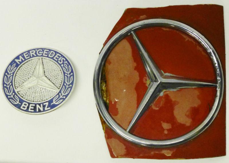 Vintage lot 2 mercedes benz star emblems badge parts rare