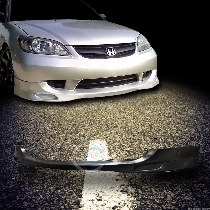 Black sport type pu urethane front bumper spoiler lip body kit 04 05 honda civic