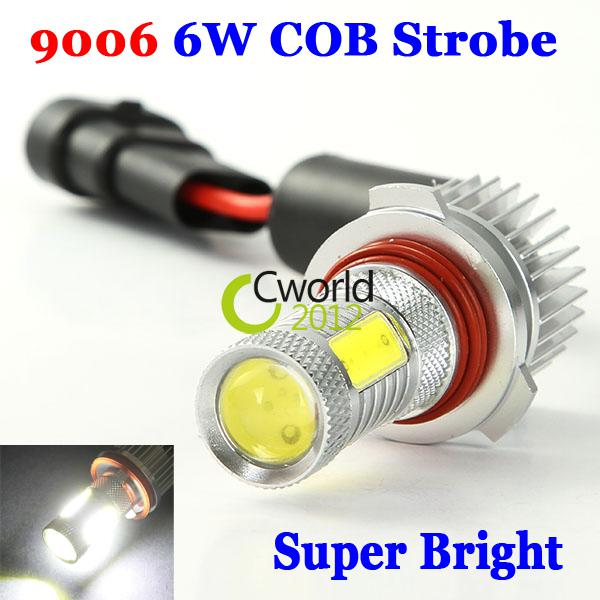 9006 hb4 6w car auto drl 4 cob fog lights lamp bright  strobe white lens 12-24v