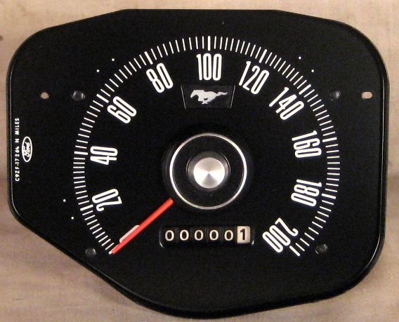 1969 1970 mustang standard interior (black face dial) 200 km/h speedo, no trip