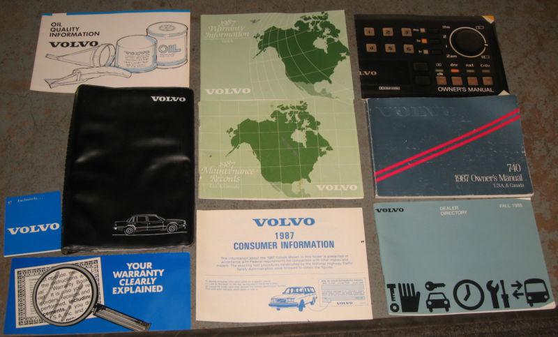 Volvo 740 1987 owners manual, warranty, dealer, maint. + plastic case booklets