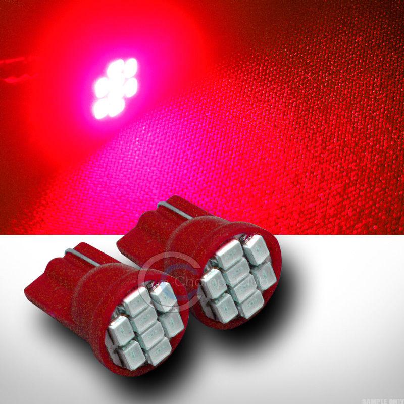 2x red t10 wedge 8x 1206 smd led car door/trunk/running light bulb pair set