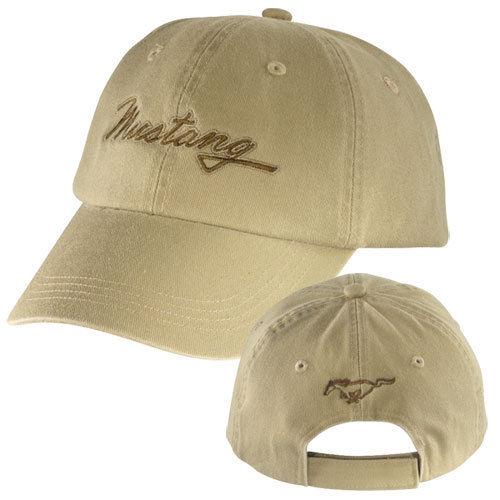 Brand new beige ford mustang pony scripted kids youth hat cap!
