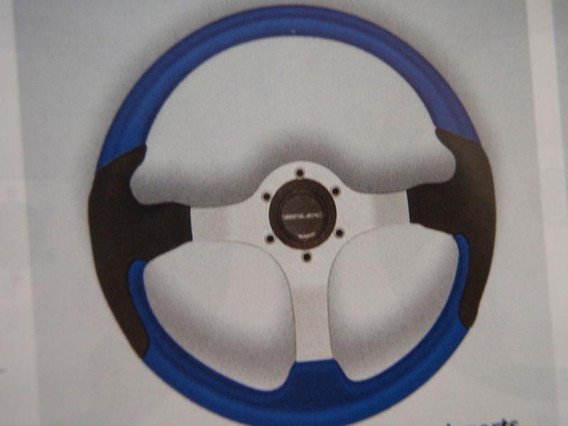 Boat steering wheel spargi blue inserts spargibls aluminum silver spokes new