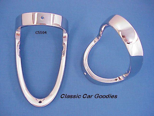 1955 chevy tail light bezels (2) show quality brand new