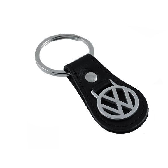 Volkswagen vw black leather key tag  keychain keyring