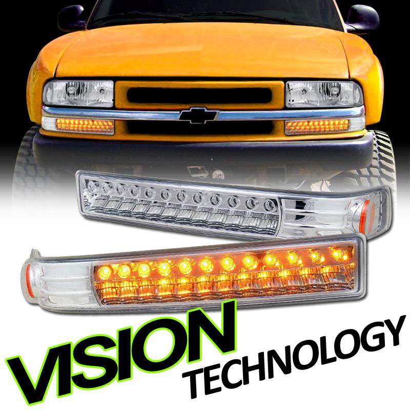 Led clear bumper turn signal lights lamps+amber 98-04/05 s10/blazer 98-04 sonoma