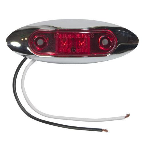 Lot 3 led red mini clearance/marker lights withchrome bezels truck trailer